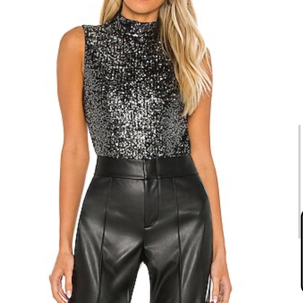 REVOLVE Silver Sequin Bodysuit